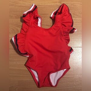 LIKE NEW Janie and Jack Red Ruffled Infant Swimsuit 3-6 months